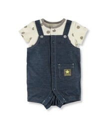 BRANSHES（ブランシェス）の「【ベビー】サロペット重ね着風半袖カバーオール（ロンパース・キッズ）」
