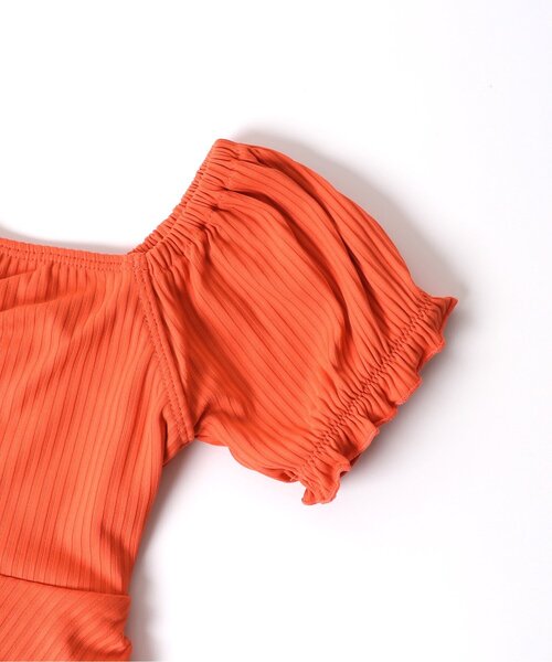 BREEZE（ブリーズ）の「【UVカット】パフスリーブセパレート水着（水着・キッズ・オレンジ/オフホワイト・120/80/90/110/130/140/100）」の16枚目の写真