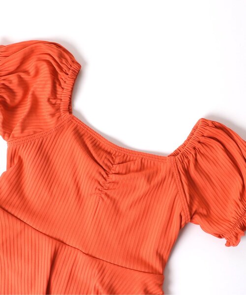 BREEZE（ブリーズ）の「【UVカット】パフスリーブセパレート水着（水着・キッズ・オレンジ/オフホワイト・120/80/90/110/130/140/100）」の21枚目の写真