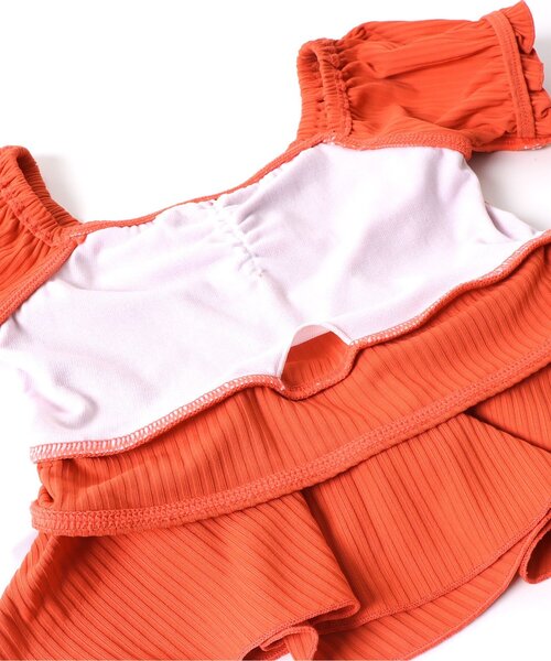 BREEZE（ブリーズ）の「【UVカット】パフスリーブセパレート水着（水着・キッズ・オレンジ/オフホワイト・120/80/90/110/130/140/100）」の19枚目の写真