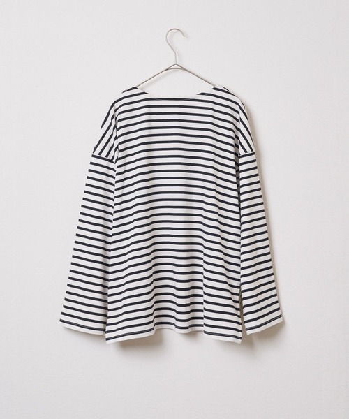 audrey and john wad（オードリーアンドジョンワッド）の「【Audrey and John Wad】USAコットンボーダーオーバーカットソー -手洗い可-（Tシャツ/カットソー・レディース・ネイビー/ブラック×ホワイト・FREE）」の6枚目の写真