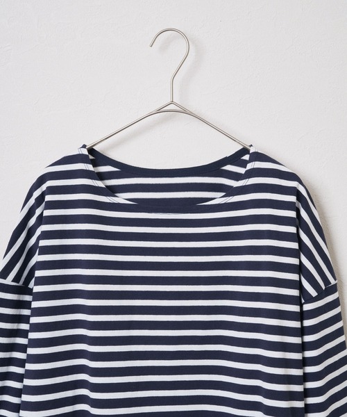 audrey and john wad（オードリーアンドジョンワッド）の「【Audrey and John Wad】USAコットンボーダーオーバーカットソー -手洗い可-（Tシャツ/カットソー・レディース・ネイビー/ブラック×ホワイト・FREE）」の5枚目の写真