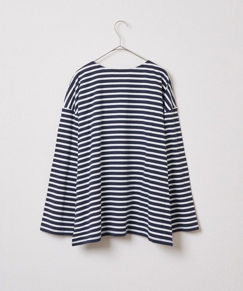 audrey and john wad（オードリーアンドジョンワッド）の「【Audrey and John Wad】USAコットンボーダーオーバーカットソー -手洗い可-（Tシャツ/カットソー・レディース・ネイビー/ブラック×ホワイト・FREE）」の8枚目の写真