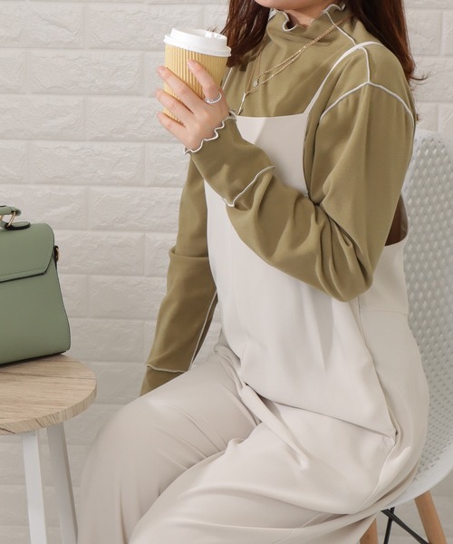 DAYRA（デイラ）の「プチハイネックメロウステッチプルオーバー（Tシャツ/カットソー・レディース・ホワイト/グリーン/ブラック/キャメル/ブラウン/アイボリー・FREE）」の17枚目の写真