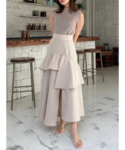 dazzlin（ダズリン）の「ギャザーフリルリネンライクスカート（スカート・レディース・ベージュ/グレー/ブルー・SMALL/MEDIUM）」の14枚目の写真