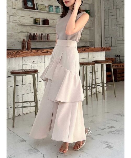 dazzlin（ダズリン）の「ギャザーフリルリネンライクスカート（スカート・レディース・ベージュ/グレー/ブルー・SMALL/MEDIUM）」の7枚目の写真