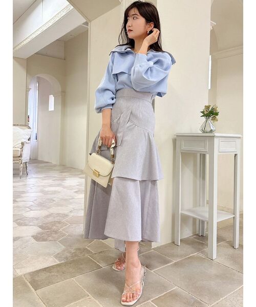 dazzlin（ダズリン）の「ギャザーフリルリネンライクスカート（スカート・レディース・ベージュ/グレー/ブルー・SMALL/MEDIUM）」の15枚目の写真