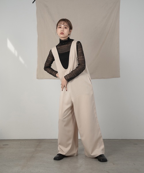 Amiur(エミレ)の「2way stitch combinaison(サロペット/オーバーオール・レディース・ブラック/アイボリー・S/M)」の19枚目の写真