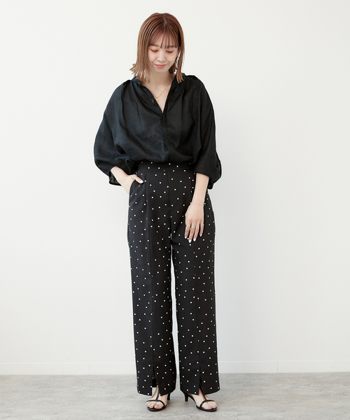 シルク混 タックイージーパンツ ウエストゴム 麻混楊柳タックイージーパンツ (MENS)｜ファッション通販 SANKO BAZAAR