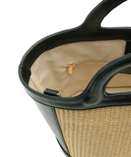 VIS（ビス）の「【2WAY】クリテハンドル雑材トートバッグ（かごバッグ・レディース・オフホワイト/ブラック/ダークブラウン・FREE）」の16枚目の写真