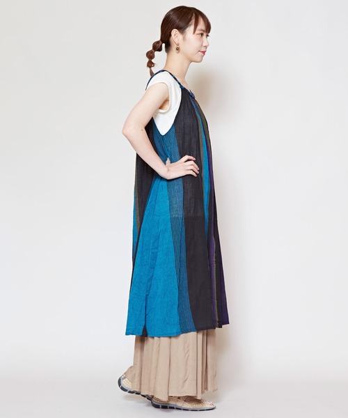 チャイハネ（チャイハネ）の「【チャイハネ】カラパナストライプキャミワンピース（ワンピース・レディース・ブラック/ブルー/カーキ/オレンジ/ホワイト・FREE）」の13枚目の写真