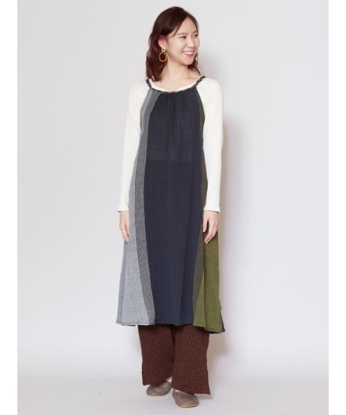 チャイハネ（チャイハネ）の「【チャイハネ】カラパナストライプキャミワンピース（ワンピース・レディース・ブラック/ブルー/カーキ/オレンジ/ホワイト・FREE）」の14枚目の写真