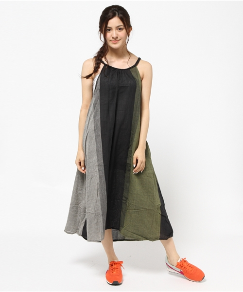 チャイハネ（チャイハネ）の「【チャイハネ】カラパナストライプキャミワンピース（ワンピース・レディース・ブラック/ブルー/カーキ/オレンジ/ホワイト・FREE）」の15枚目の写真