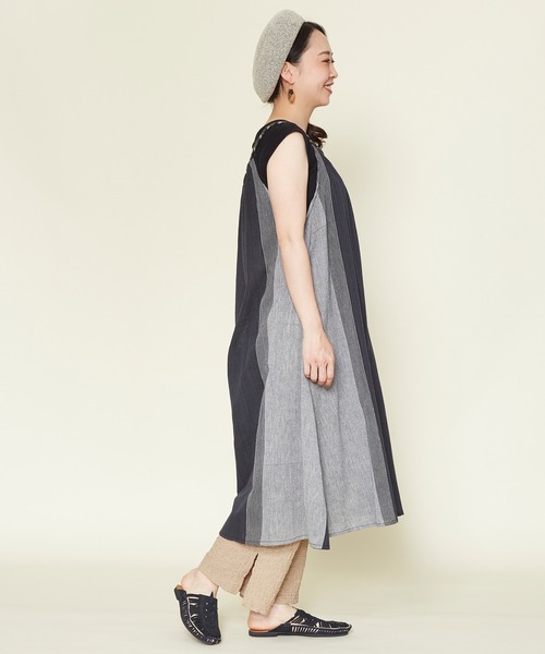 チャイハネ（チャイハネ）の「【チャイハネ】カラパナストライプキャミワンピース（ワンピース・レディース・ブラック/ブルー/カーキ/オレンジ/ホワイト・FREE）」の18枚目の写真