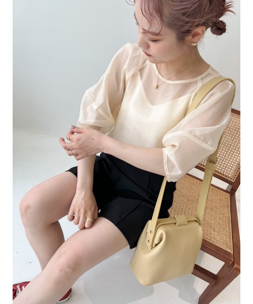 JUMELLE(ジュメロ)の「キャミセットシースルートップ(Tシャツ/カットソー・レディース・グレイッシュベージュ/アイボリー・FREE)」の15枚目の写真
