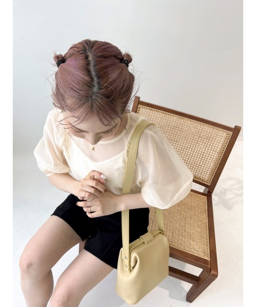 JUMELLE(ジュメロ)の「キャミセットシースルートップ(Tシャツ/カットソー・レディース・グレイッシュベージュ/アイボリー・FREE)」の8枚目の写真