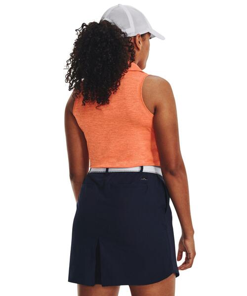 UNDER ARMOUR(アンダーアーマー)の「UAプレーオフ スリーブレス ポロ(ゴルフ/レディース)(ポロシャツ・レディース・オレンジ系・M/L/XL/S)」の2枚目の写真