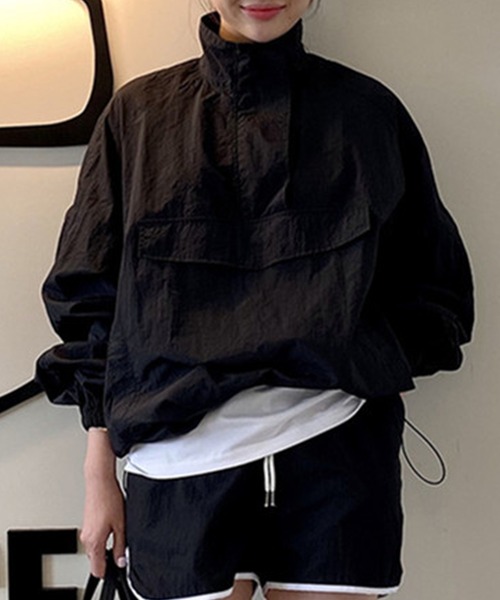 DAY CLOSET（デイ クローゼット）の「レディース アノラックセットアップ 上下2点セット（ブルゾン・レディース・カーキ/ピンク/ブラック/イエロー/ホワイト・ONE SIZE）」の3枚目の写真