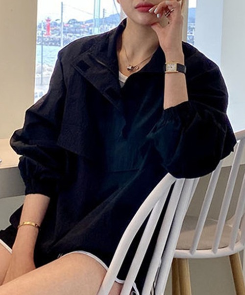 DAY CLOSET（デイ クローゼット）の「レディース アノラックセットアップ 上下2点セット（ブルゾン・レディース・カーキ/ピンク/ブラック/イエロー/ホワイト・ONE SIZE）」の19枚目の写真