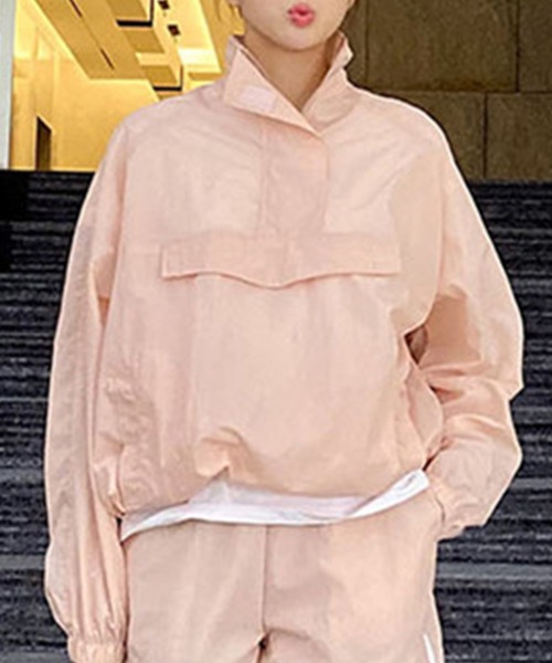 DAY CLOSET（デイ クローゼット）の「レディース アノラックセットアップ 上下2点セット（ブルゾン・レディース・カーキ/ピンク/ブラック/イエロー/ホワイト・ONE SIZE）」の8枚目の写真