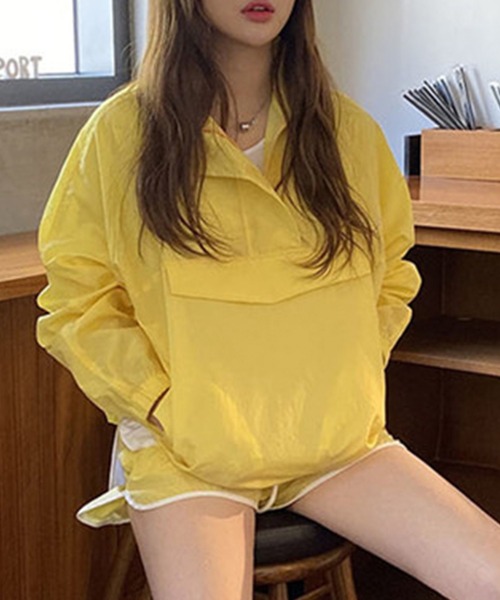 DAY CLOSET（デイ クローゼット）の「レディース アノラックセットアップ 上下2点セット（ブルゾン・レディース・カーキ/ピンク/ブラック/イエロー/ホワイト・ONE SIZE）」の17枚目の写真