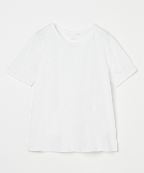 MAJESTIC FILATURES(マジェスティックフィラチュール)の「MAJESTIC FILATURES:LINEN ELASTHANNE SS(Tシャツ/カットソー・レディース・ホワイト/グレー・1)」の1枚目の写真