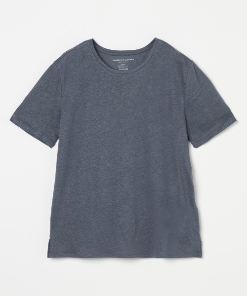 MAJESTIC FILATURES(マジェスティックフィラチュール)の「MAJESTIC FILATURES:LINEN ELASTHANNE SS(Tシャツ/カットソー・レディース・ホワイト/グレー・1)」の4枚目の写真