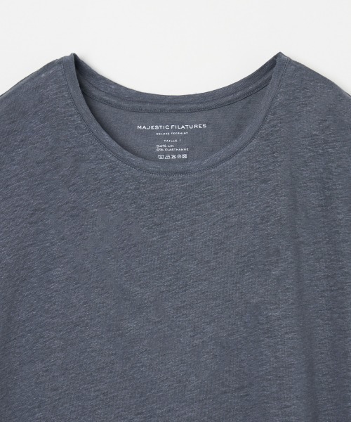 MAJESTIC FILATURES(マジェスティックフィラチュール)の「MAJESTIC FILATURES:LINEN ELASTHANNE SS(Tシャツ/カットソー・レディース・ホワイト/グレー・1)」の6枚目の写真