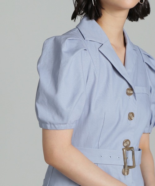 FREE'S MART（フリーズマート）の「◆ショートコンビネゾン（サロペット/オーバーオール・レディース・ベージュ/ブルー・SMALL/MEDIUM）」の4枚目の写真