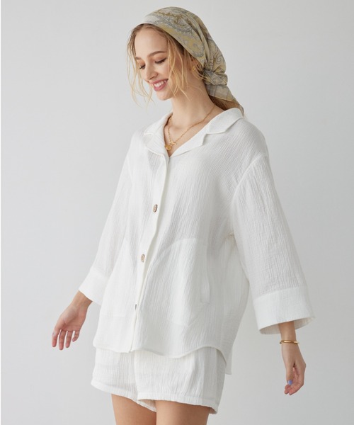 ALEXIA STAM Pixy Cotton ホワイト S ALEXIA STAM（アリシアスタン）の「Cozy Cotton Gauze Shirt