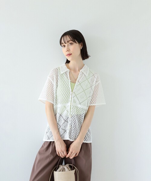 Ray BEAMS（レイビームス）の「Ray BEAMS / パッチワーク レース シャツ（シャツ/ブラウス・レディース・ブラック/ホワイト・ONE SIZE）」の16枚目の写真