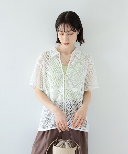 Ray BEAMS（レイビームス）の「Ray BEAMS / パッチワーク レース シャツ（シャツ/ブラウス・レディース・ブラック/ホワイト・ONE SIZE）」の18枚目の写真