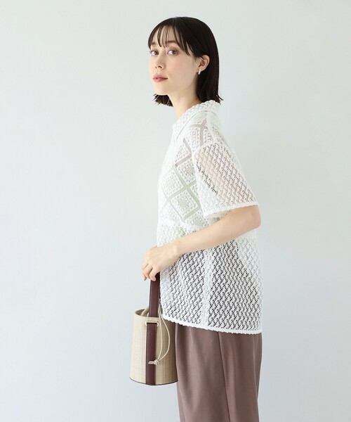 Ray BEAMS（レイビームス）の「Ray BEAMS / パッチワーク レース シャツ（シャツ/ブラウス・レディース・ブラック/ホワイト・ONE SIZE）」の5枚目の写真