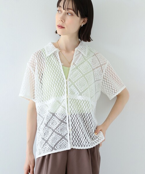 Ray BEAMS（レイビームス）の「Ray BEAMS / パッチワーク レース シャツ（シャツ/ブラウス・レディース・ブラック/ホワイト・ONE SIZE）」の14枚目の写真