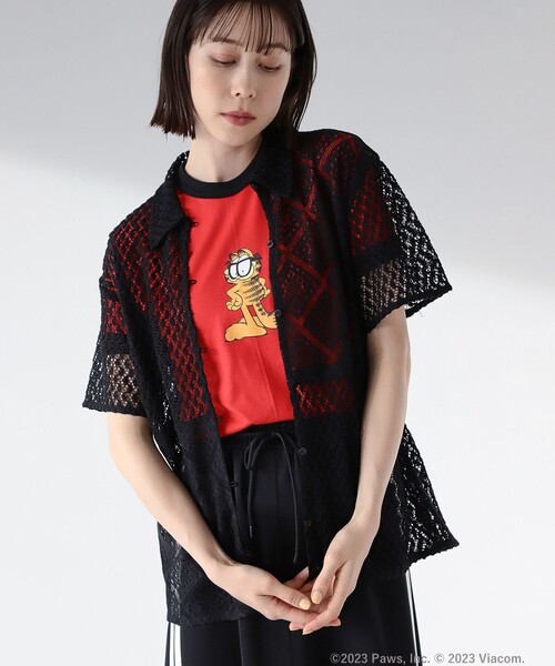 Ray BEAMS（レイビームス）の「Ray BEAMS / パッチワーク レース シャツ（シャツ/ブラウス・レディース・ブラック/ホワイト・ONE SIZE）」の6枚目の写真
