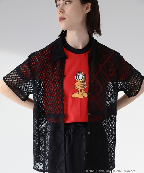Ray BEAMS（レイビームス）の「Ray BEAMS / パッチワーク レース シャツ（シャツ/ブラウス・レディース・ブラック/ホワイト・ONE SIZE）」の13枚目の写真