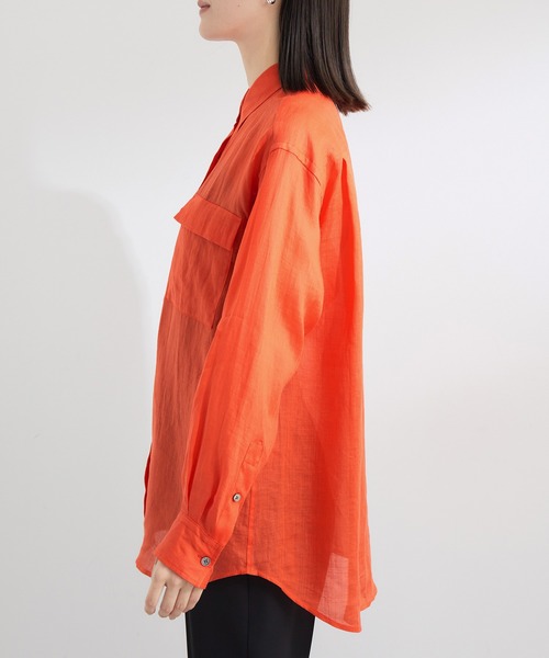 ROPE'（ロペ）の「ラミーフラップシャツ（シャツ/ブラウス・レディース・ベージュ/ネイビー/ブラック/ダークブラウン・38）」の11枚目の写真