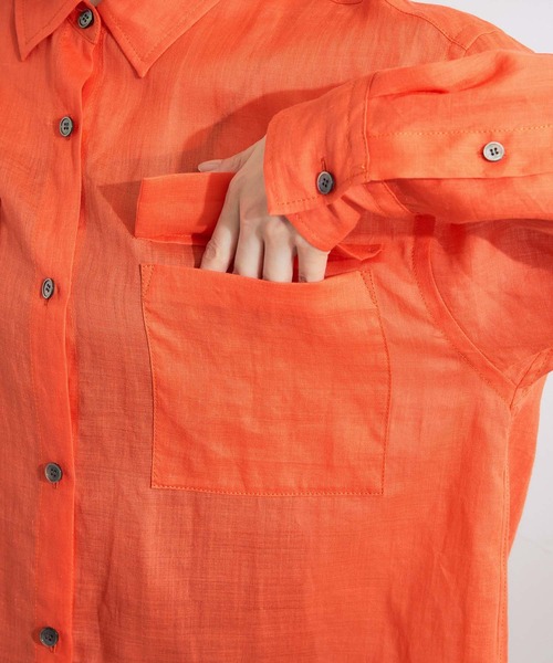 ROPE'（ロペ）の「ラミーフラップシャツ（シャツ/ブラウス・レディース・ベージュ/ネイビー/ブラック/ダークブラウン・38）」の14枚目の写真