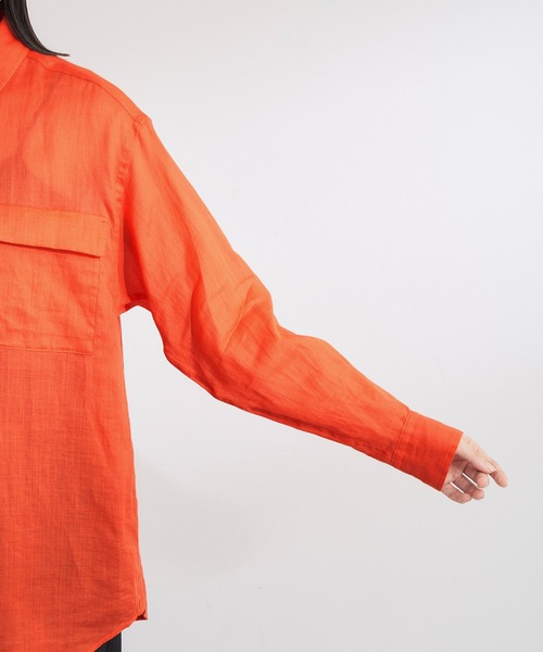 ROPE'（ロペ）の「ラミーフラップシャツ（シャツ/ブラウス・レディース・ベージュ/ネイビー/ブラック/ダークブラウン・38）」の15枚目の写真