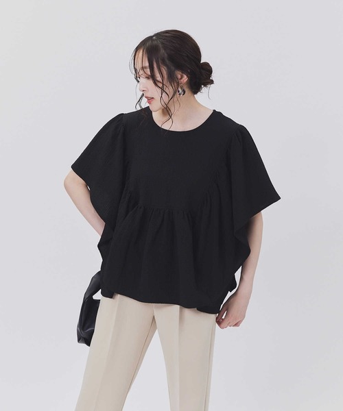 HONEYSUCKLE ROSE（ハニーサックルローズ）の「【接触冷感】【HONEYSUCKLE ROSE】サラサラバタフライシャツ（シャツ/ブラウス・レディース・ホワイト/ブラック・M/L）」の2枚目の写真