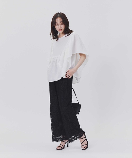 HONEYSUCKLE ROSE（ハニーサックルローズ）の「【接触冷感】【HONEYSUCKLE ROSE】サラサラバタフライシャツ（シャツ/ブラウス・レディース・ホワイト/ブラック・M/L）」の6枚目の写真