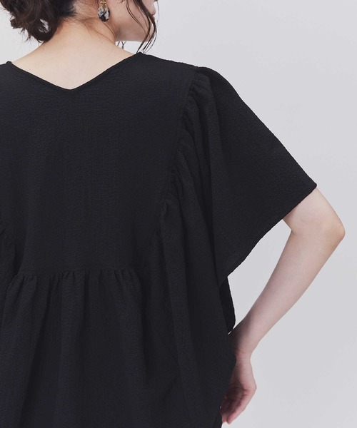 HONEYSUCKLE ROSE（ハニーサックルローズ）の「【接触冷感】【HONEYSUCKLE ROSE】サラサラバタフライシャツ（シャツ/ブラウス・レディース・ホワイト/ブラック・M/L）」の12枚目の写真