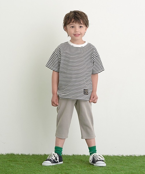 b・ROOM（ビールーム）の「【型崩れしないやわらかコットン】プリントボーダードロップＴシャツ（Tシャツ/カットソー・キッズ・サックスブルー/ブラック/レッド/モスグリーン/ベージュ/マスタード・100cm/110cm/120cm/130cm/140cm/150cm）」の15枚目の写真