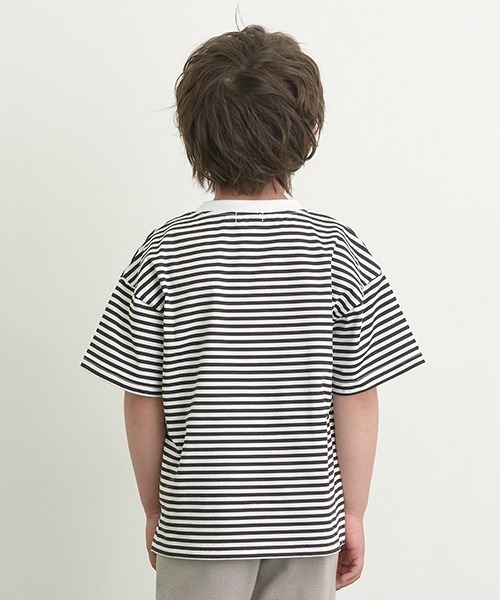 b・ROOM（ビールーム）の「【型崩れしないやわらかコットン】プリントボーダードロップＴシャツ（Tシャツ/カットソー・キッズ・サックスブルー/ブラック/レッド/モスグリーン/ベージュ/マスタード・100cm/110cm/120cm/130cm/140cm/150cm）」の16枚目の写真