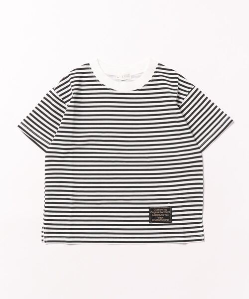 b・ROOM（ビールーム）の「【型崩れしないやわらかコットン】プリントボーダードロップＴシャツ（Tシャツ/カットソー・キッズ・サックスブルー/ブラック/レッド/モスグリーン/ベージュ/マスタード・100cm/110cm/120cm/130cm/140cm/150cm）」の19枚目の写真