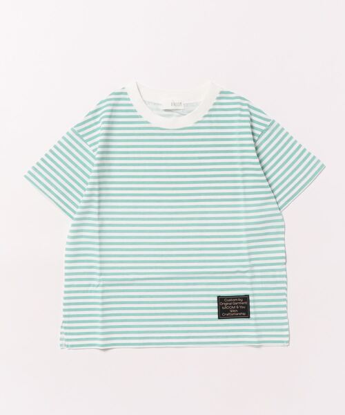 b・ROOM（ビールーム）の「【型崩れしないやわらかコットン】プリントボーダードロップＴシャツ（Tシャツ/カットソー・キッズ・サックスブルー/ブラック/レッド/モスグリーン/ベージュ/マスタード・100cm/110cm/120cm/130cm/140cm/150cm）」の21枚目の写真