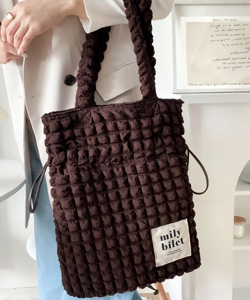 mily bilet(ミウィビレット)の「【mily bilet】愛らしさNo.1!ポップコーン2way巾着トートバッグ(トートバッグ・レディース・ブラウン/アイボリー/ブラック/レオパード・ONE SIZE)」の17枚目の写真