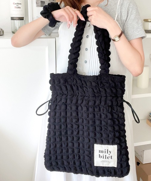 mily bilet(ミウィビレット)の「【mily bilet】愛らしさNo.1!ポップコーン2way巾着トートバッグ(トートバッグ・レディース・ブラウン/アイボリー/ブラック/レオパード・ONE SIZE)」の19枚目の写真