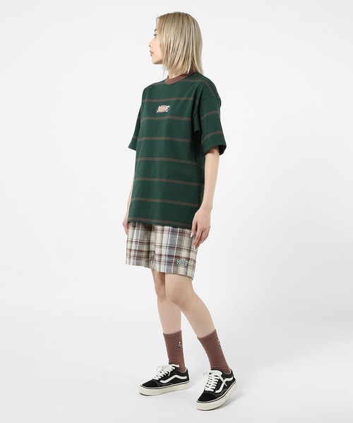 HUF ストライプ Tシャツ XL ホワイト/グリーン HUF（ハフ）の「HALF COURT STRIPE CREW / HUF ストライプ T