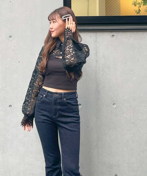 frunco(フランコ)の「lace cropped tops(その他トップス・レディース・ブラック/ホワイト・FREE)」の9枚目の写真